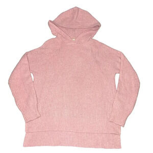 Rachel Zoe Women's Large Pink Hooded‎ High Low Hem Pullover Long Sleeve Sweater